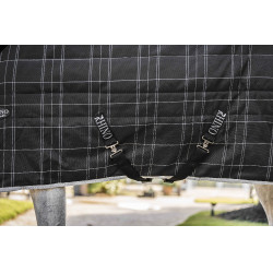 Manta de cuadra Horseware Rhino 350g VL Negro / cuadros blanco gris