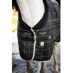 Manta de cuadra Horseware Rhino 350g VL Negro / cuadros blanco gris