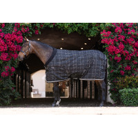 Manta de cuadra Horseware Rhino Poney 100g Negro / cuadros blanco gris