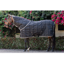 Manta de cuadra Horseware Rhino Poney 100g Negro / cuadros blanco gris