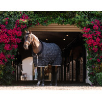 Manta de cuadra Horseware Rhino Poney 250g VL Negro / cuadros blanco gris