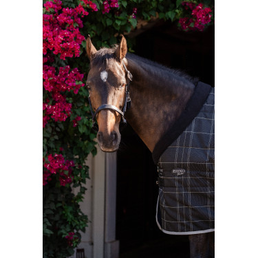 Manta de cuadra Horseware Rhino Poney 250g VL Negro / cuadros blanco gris