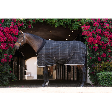Manta de cuadra Horseware Rhino Poney 250g VL Negro / cuadros blanco gris