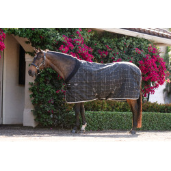 Manta de cuadra Horseware Rhino Poney 250g VL Negro / cuadros blanco gris