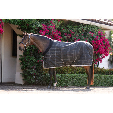 Manta de cuadra Horseware Rhino Poney 250g VL Negro / cuadros blanco gris