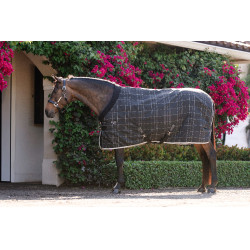 Manta de cuadra Horseware Rhino Poney 250g VL Negro / cuadros blanco gris