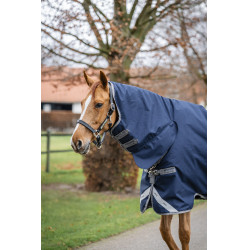 Manta Horseware Amigo 1200D Integrated Turnout 0g Marino / gris titanio / plata Azul marino