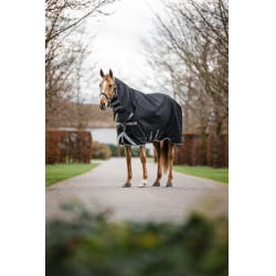 Manta Horseware Amigo 1200D Integrated Turnout 150g Negro / gris titanio / plata