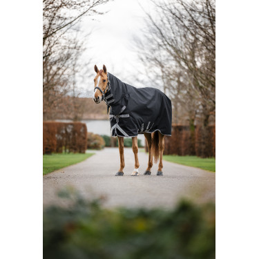 Manta Horseware Amigo 1200D Integrated Turnout 150g Negro / gris titanio / plata