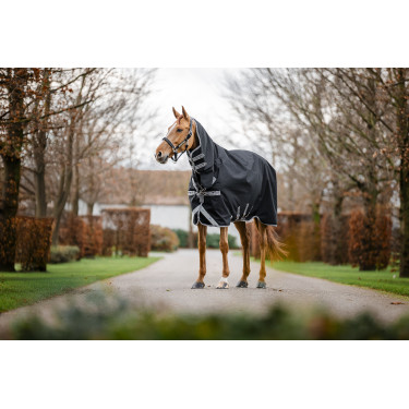 Manta Horseware Amigo 1200D Integrated Turnout 50g Negro / gris titanio / plata