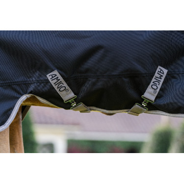 Manta Horseware Amigo 1200D Poney Turnout 50g Negro / gris titanio / plata