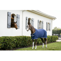 Manta Horseware Amigo Jersey Poney Cooler Marino / gris titanio / plata Azul marino