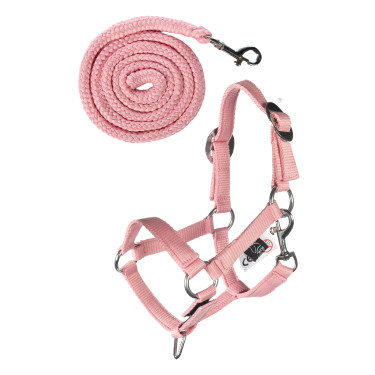 Cabezada y ramal HKM Hobby Horsing Basic Rosa