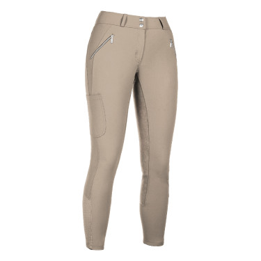 Pantalón HKM Lia de talle alto con culera completa en Alos Beige