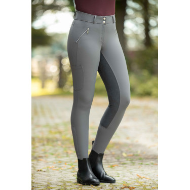 Pantalón HKM Lia de talle alto con culera completa en Alos Gris