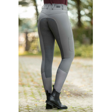 Pantalón HKM Lia de talle alto con culera completa en Alos Gris