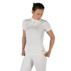 Polo de concurso HKM Skadi de manga corta para mujer Blanco