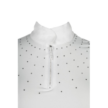 Polo de concurso HKM Skadi de manga corta para mujer Blanco