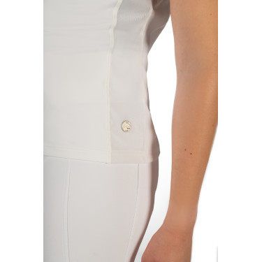 Polo de concurso HKM Skadi de manga corta para mujer Blanco