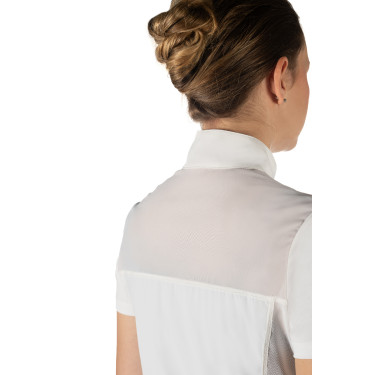 Polo de concurso HKM Skadi de manga corta para mujer Blanco