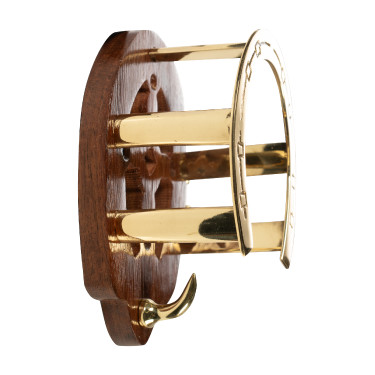 Soporte para bridas en forma de herradura HKM de madera y latón Soporte para bridas en forma de herradura HKM de madera y latón