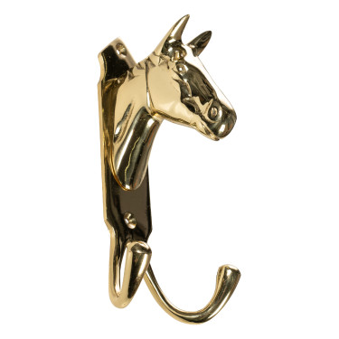 Soporte para cabeza de caballo HKM doble gancho de latón Soporte para cabeza de caballo HKM doble gancho de latón