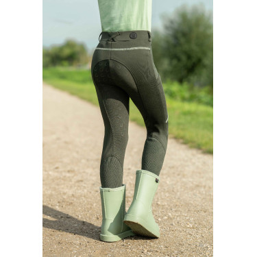 Legging HKM Claire con asiento completo de silicona Gris verde Legging HKM Claire con asiento completo de silicona Gris verde