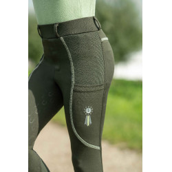 Legging HKM Claire con asiento completo de silicona Gris verde Legging HKM Claire con asiento completo de silicona Gris verde