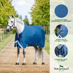 Manta Horseware Ionic Therapy Turnout 100g Bleu imperial / argent /Marine Azul