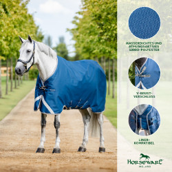 Manta Horseware Ionic Therapy Turnout 100g Bleu imperial / argent /Marine Azul