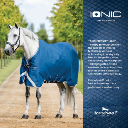 Manta Horseware Ionic Therapy Turnout 100g Bleu imperial / argent /Marine Azul