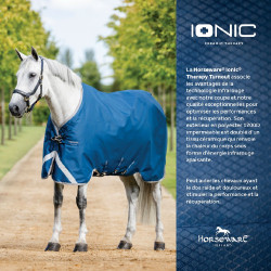 Manta Horseware Ionic Therapy Turnout 100g Bleu imperial / argent /Marine Azul