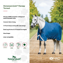 Manta Horseware Ionic Therapy Turnout 100g Bleu imperial / argent /Marine Azul