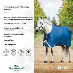 Manta Horseware Ionic Therapy Turnout 100g Bleu imperial / argent /Marine Azul