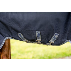 Manta Horseware Rambo 1680D Turnout 100g Marino / tormenta / gris plateado Azul marino