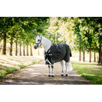 Manta Horseware Rambo 1680D Turnout 100g Marino / tormenta / gris plateado Azul marino