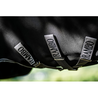 Manta Horseware Rambo 1680D Turnout 100g Negro / tormenta / gris plateado