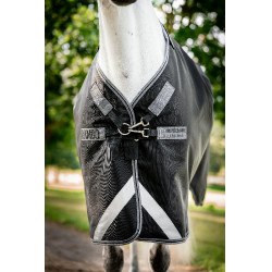Manta Horseware Rambo 1680D Turnout 100g Negro / tormenta / gris plateado