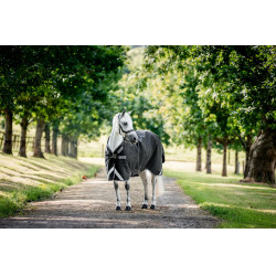 Manta Horseware Rambo 1680D Turnout 100g Negro / tormenta / gris plateado