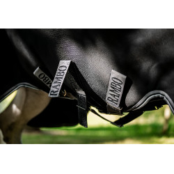 Manta Horseware Rambo 1680D Turnout 250g VL Negro / tormenta / gris plateado