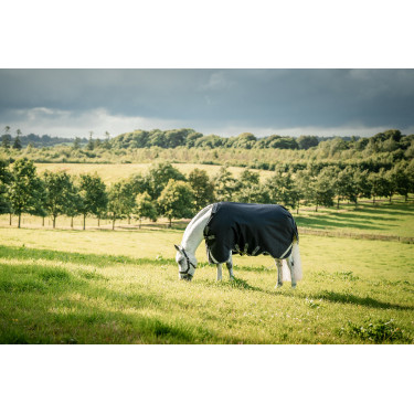 Manta Horseware Rambo 1680D Turnout 250g VL Negro / tormenta / gris plateado