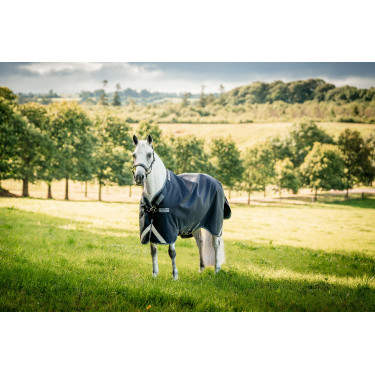Manta Horseware Rambo 1680D Turnout 50g Marino / tormenta / gris plateado Azul marino
