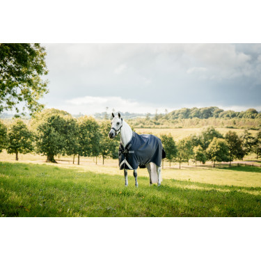 Manta Horseware Rambo 1680D Turnout 50g Marino / tormenta / gris plateado Azul marino