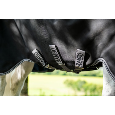 Manta Horseware Rambo 1680D Turnout 50g Negro / tormenta / gris plateado