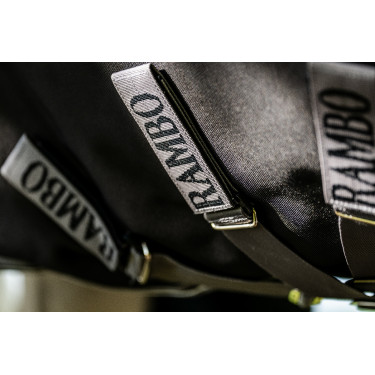 Manta Horseware Rambo 1680D Turnout 50g Negro / tormenta / gris plateado