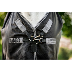 Manta Horseware Rambo 1680D Turnout 50g Negro / tormenta / gris plateado