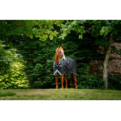 Manta Horseware Rambo 1680D Turnout 50g Negro / tormenta / gris plateado