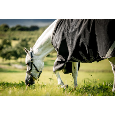 Manta Horseware Rambo 1680D Turnout 50g Negro / tormenta / gris plateado