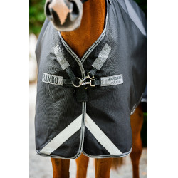 Manta Horseware Rambo 1680D Turnout Plus 100g Negro / tormenta / gris plateado