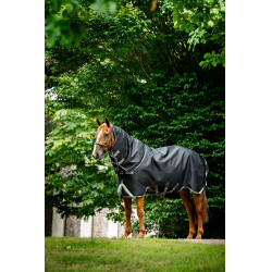 Manta Horseware Rambo 1680D Turnout Plus 100g Negro / tormenta / gris plateado